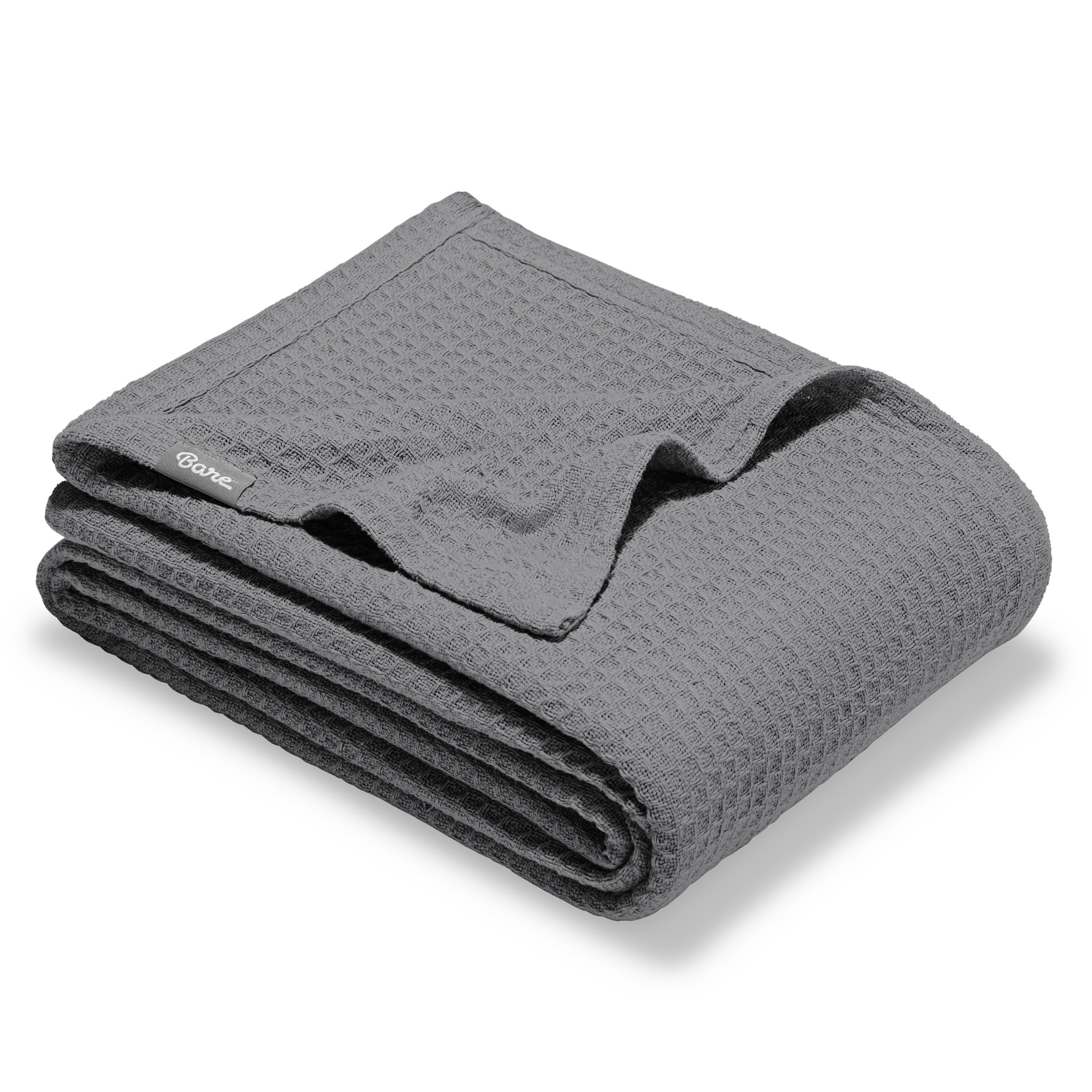 Full/Queen Gray Cotton Waffle Weave Blanket