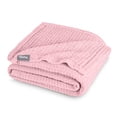 thumbnail image 1 of Bare Home Waffle Blanket - 100% Cotton - Lightweight & Breathable - Twin/Twin XL, Light Pink, 1 of 4