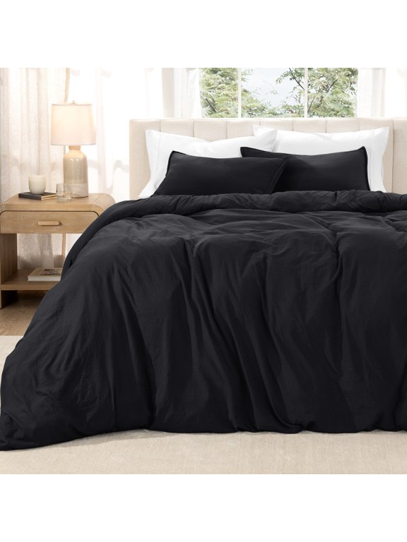 Washed Duvet Cover Set - Ultra-Soft - Premium 1800 Collection - 2 Piece - Twin/Twin XL, Black