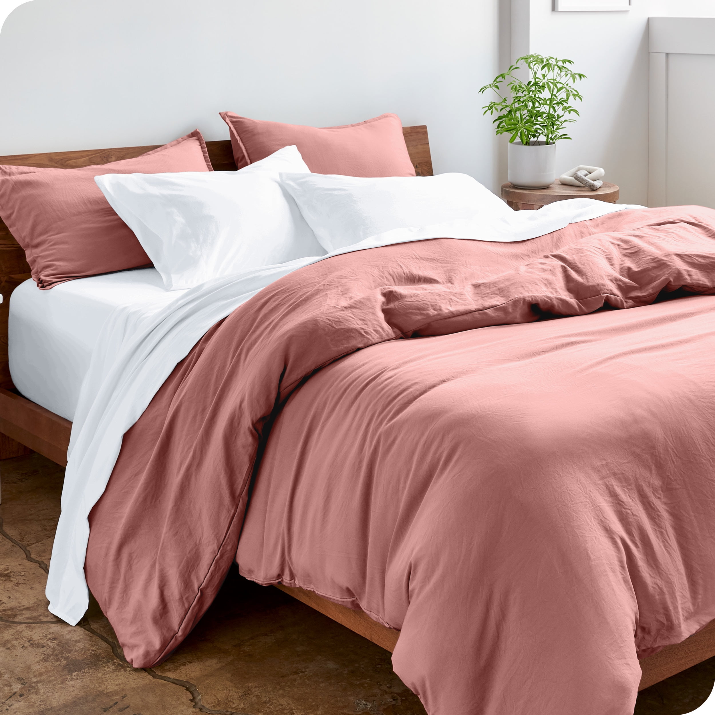 Bare Home Premium Washed Microfiber Duvet Cover and Sham Set Dusty Rose Twin Twin XL 2 Piece