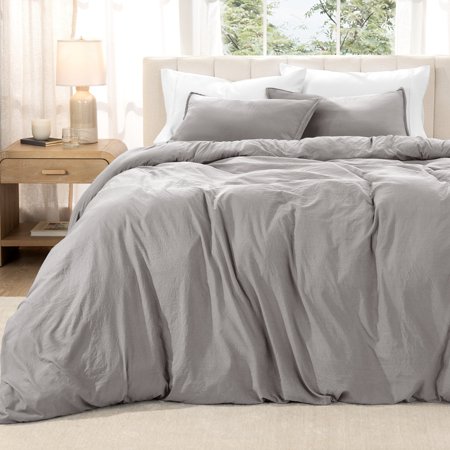 Bare Home Washed Duvet Cover Set - Ultra-Soft - Premium 1800 Collection - 2 Piece - Twin/Twin XL, Frost Gray