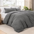 thumbnail image 1 of Bare Home Washed Duvet Cover Set - Ultra-Soft - Premium 1800 Collection - 3 Piece - Full, Gray, 1 of 8