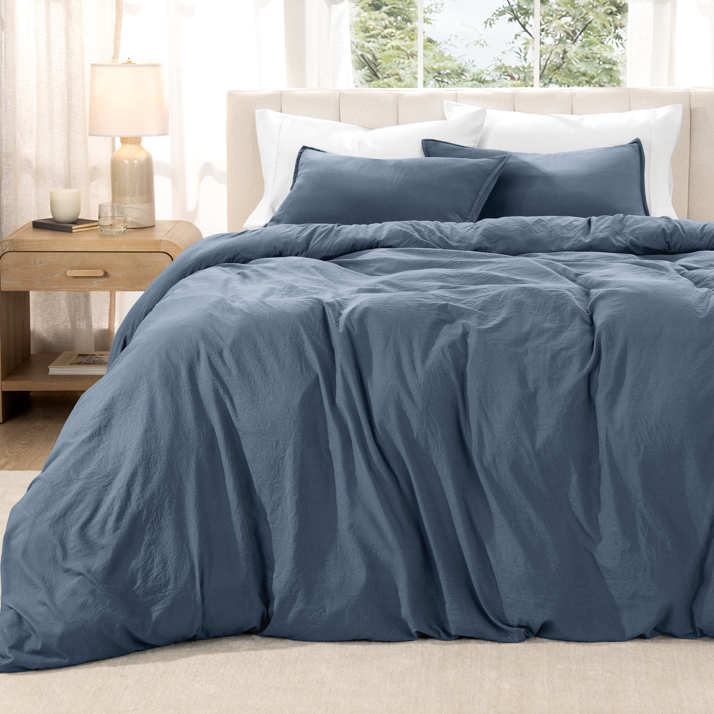 Bare Home Washed Duvet Cover Set - Ultra-Soft - Premium 1800 Collection - 3 Piece - King/Cal King, Bering Sea