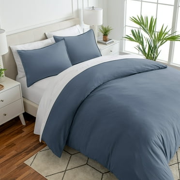 Bare Home Washed Duvet Cover Set - Ultra-Soft - Premium 1800 Collection - 3 Piece - King/Cal King, Bering Sea