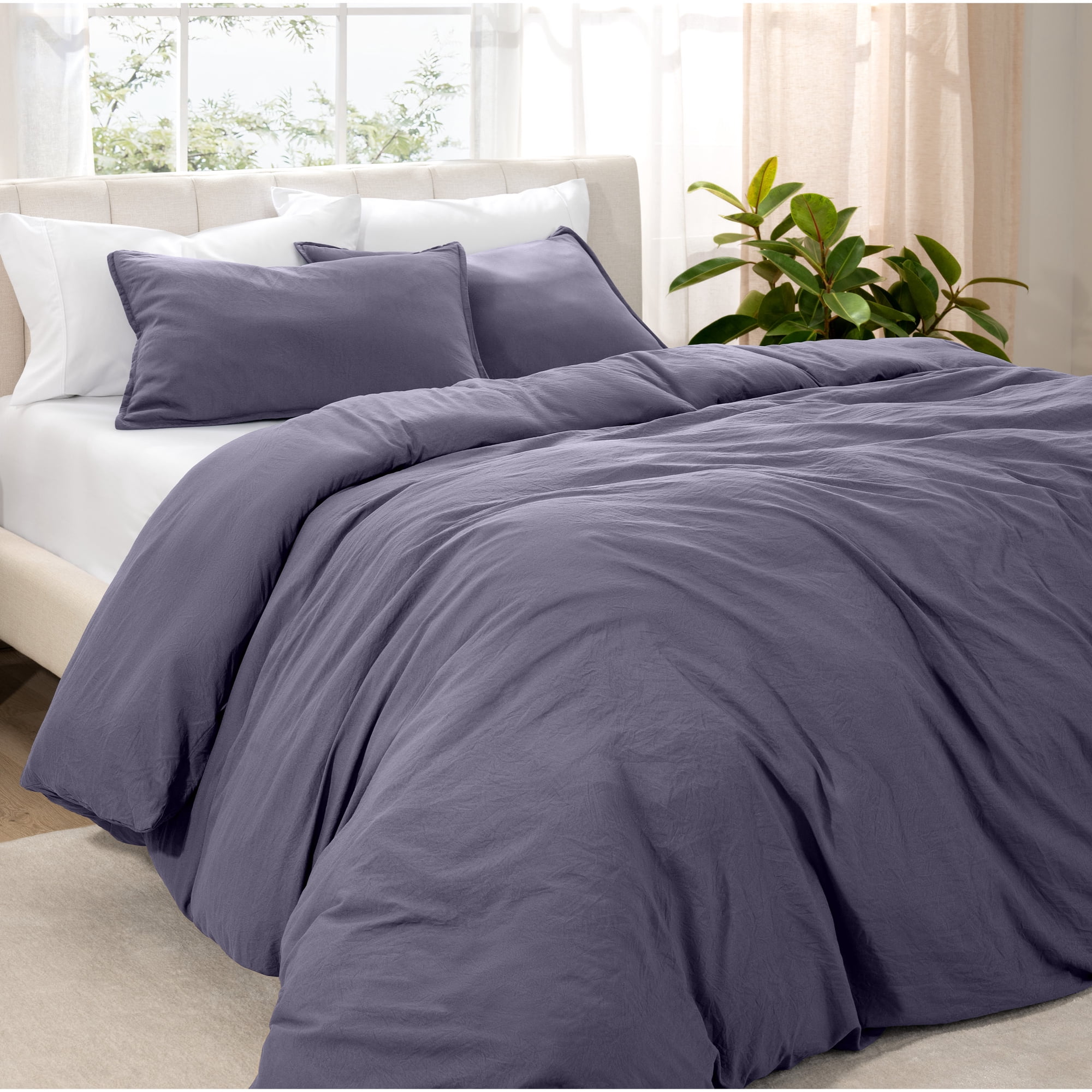 Bare Home Washed Duvet Cover Set - Ultra-Soft - Premium 1800 Collection - 3 Piece - King/Cal King, Dusty Purple
