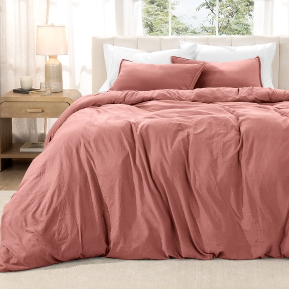 Bare Home Washed Duvet Cover Set - Ultra-Soft - Premium 1800 Collection - 3 Piece - King/Cal King, Dusty Rose