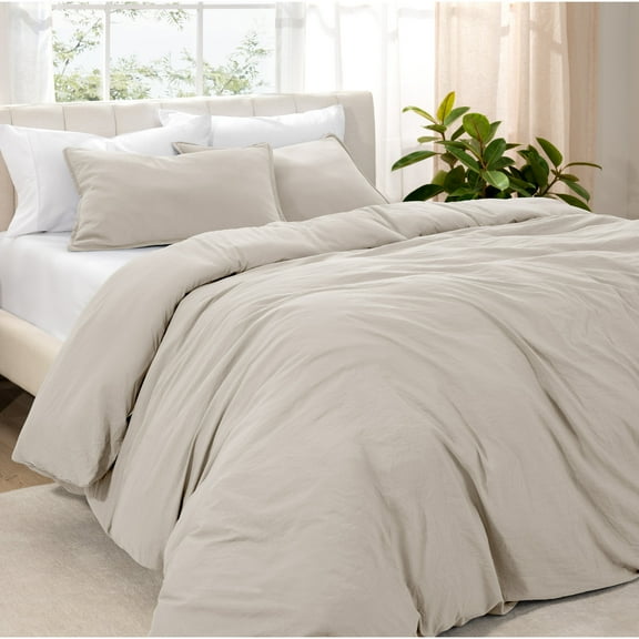 Bare Home Washed Duvet Cover Set - Ultra-Soft - Premium 1800 Collection - 3 Piece - King/Cal King, Fog
