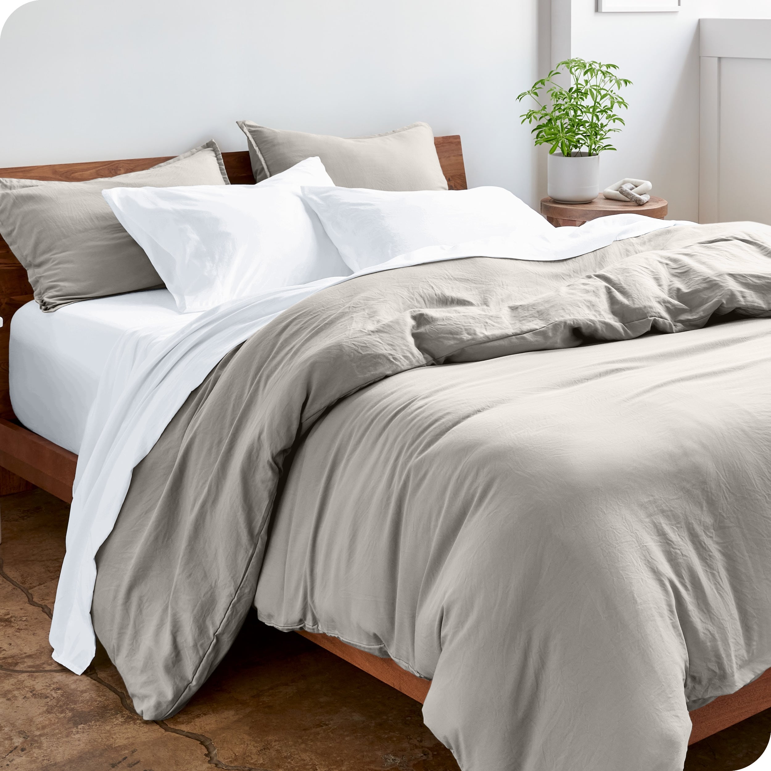 Bare Home Washed Duvet Cover Set - Ultra-Soft - Premium 1800 Collection - 3 Piece - King/Cal King, Fog