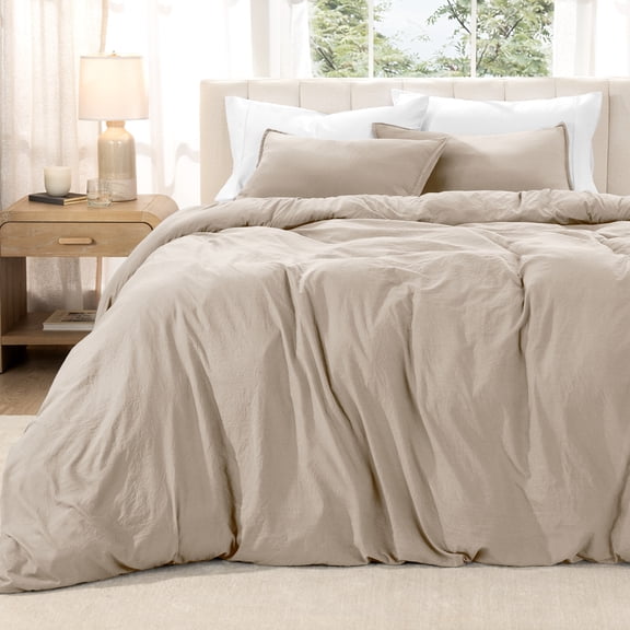 Bare Home Washed Duvet Cover Set - Ultra-Soft - Premium 1800 Collection - 3 Piece - King, Pebble