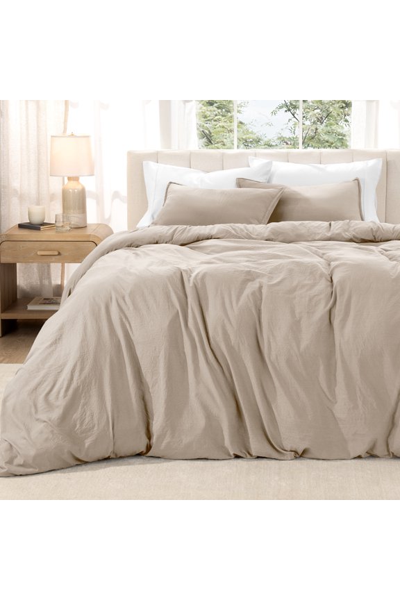 Washed Duvet Cover Set - Ultra-Soft - Premium 1800 Collection - 3 Piece - King, Pebble