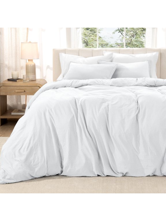 Washed Duvet Cover Set - Ultra-Soft - Premium 1800 Collection - 3 Piece - King, White