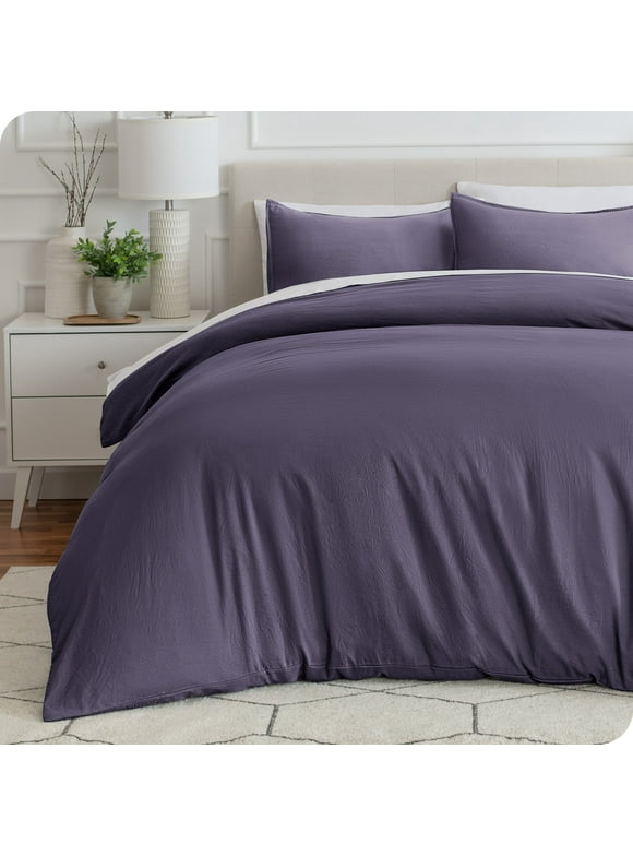 Bare Home Washed Duvet Cover Set - Ultra-Soft - Premium 1800 Collection - 3 Piece - King, Dusty Purple