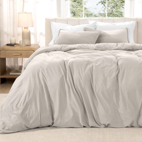 Bare Home Washed Duvet Cover Set - Ultra-Soft - Premium 1800 Collection - 3 Piece - Oversized King, Fog