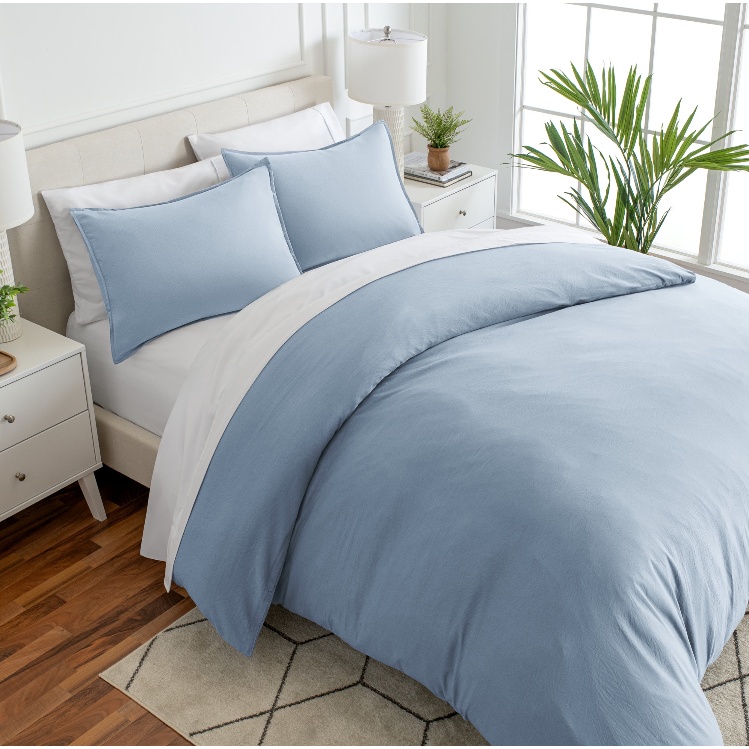 Dusty Blue Ultra-Soft Microfiber Queen Duvet Cover Set