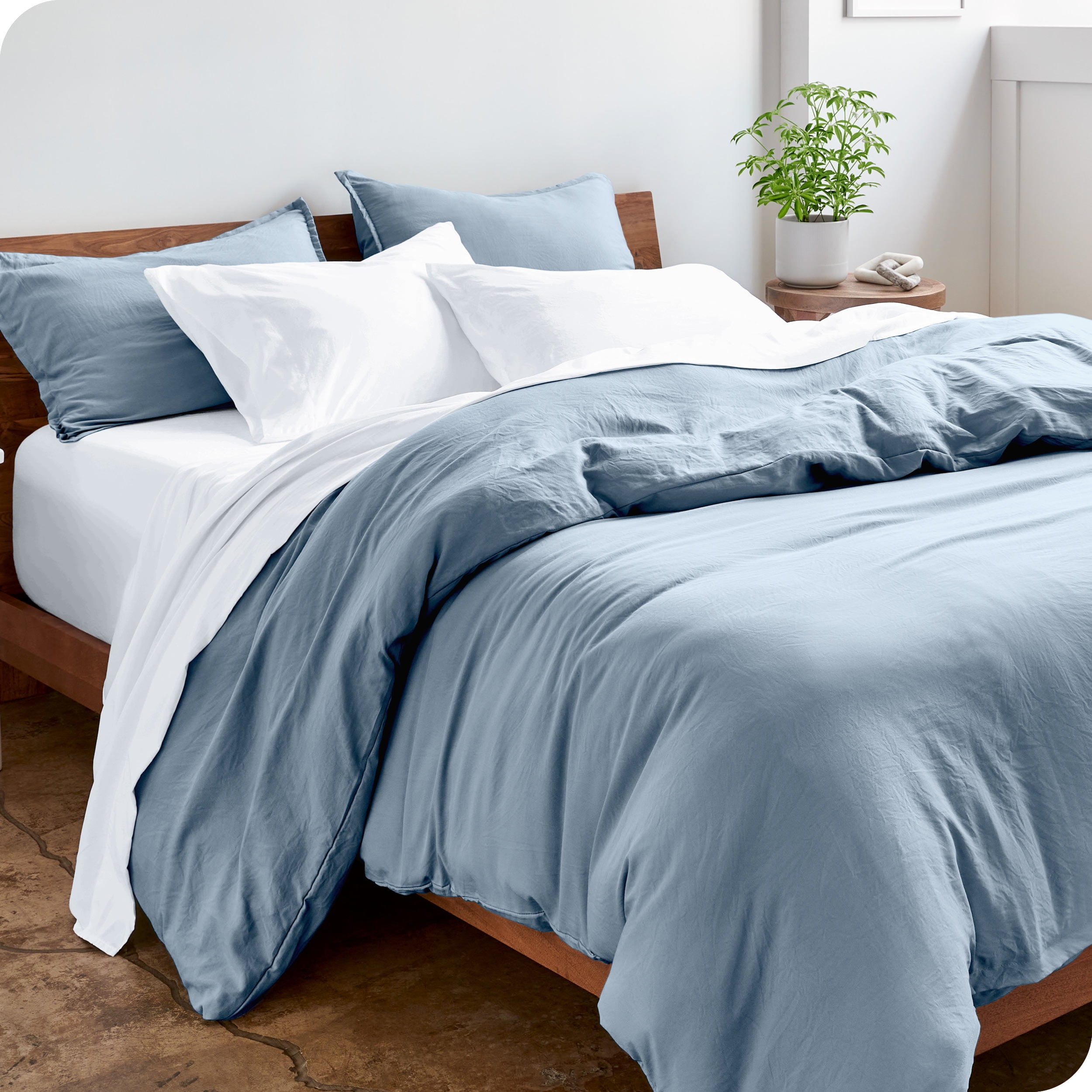 Dusty Blue Ultra-Soft Microfiber Queen Duvet Cover Set