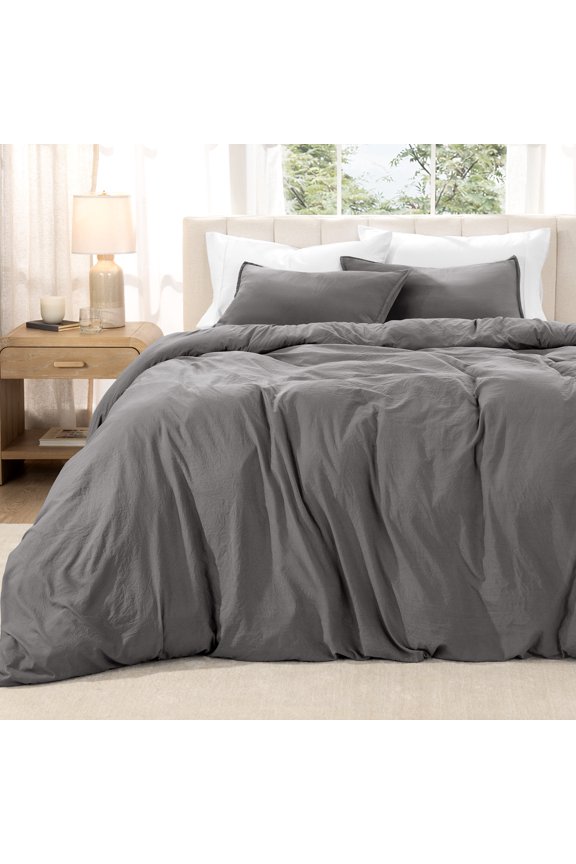Washed Duvet Cover Set - Ultra-Soft - Premium 1800 Collection - 3 Piece - Queen, Gray