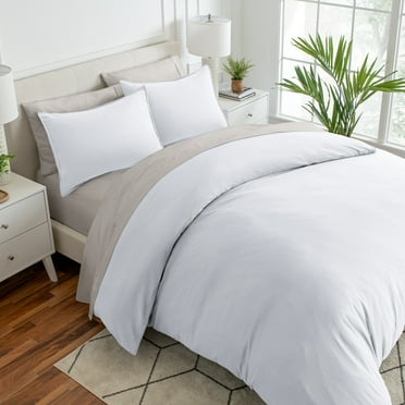 Bare Home Washed Duvet Cover Set - Ultra-Soft - Premium 1800 Collection - 3 Piece - Queen, White