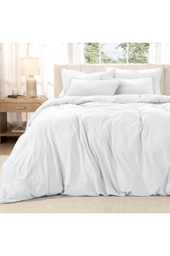 Washed Duvet Cover Set - Ultra-Soft - Premium 1800 Collection - 3 Piece - Queen, White