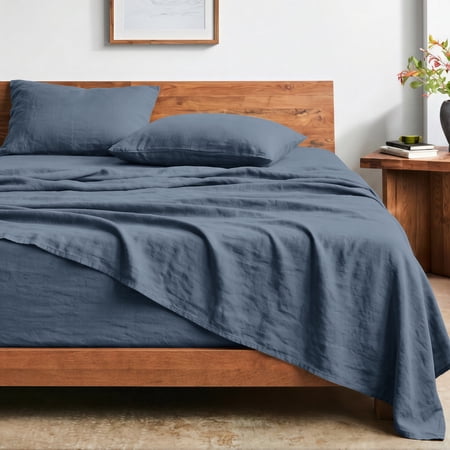 Bare Home Washed Sheet Set - Premium 1800 Collection - Deep Pocket - 3 Piece - Twin, Bering Sea