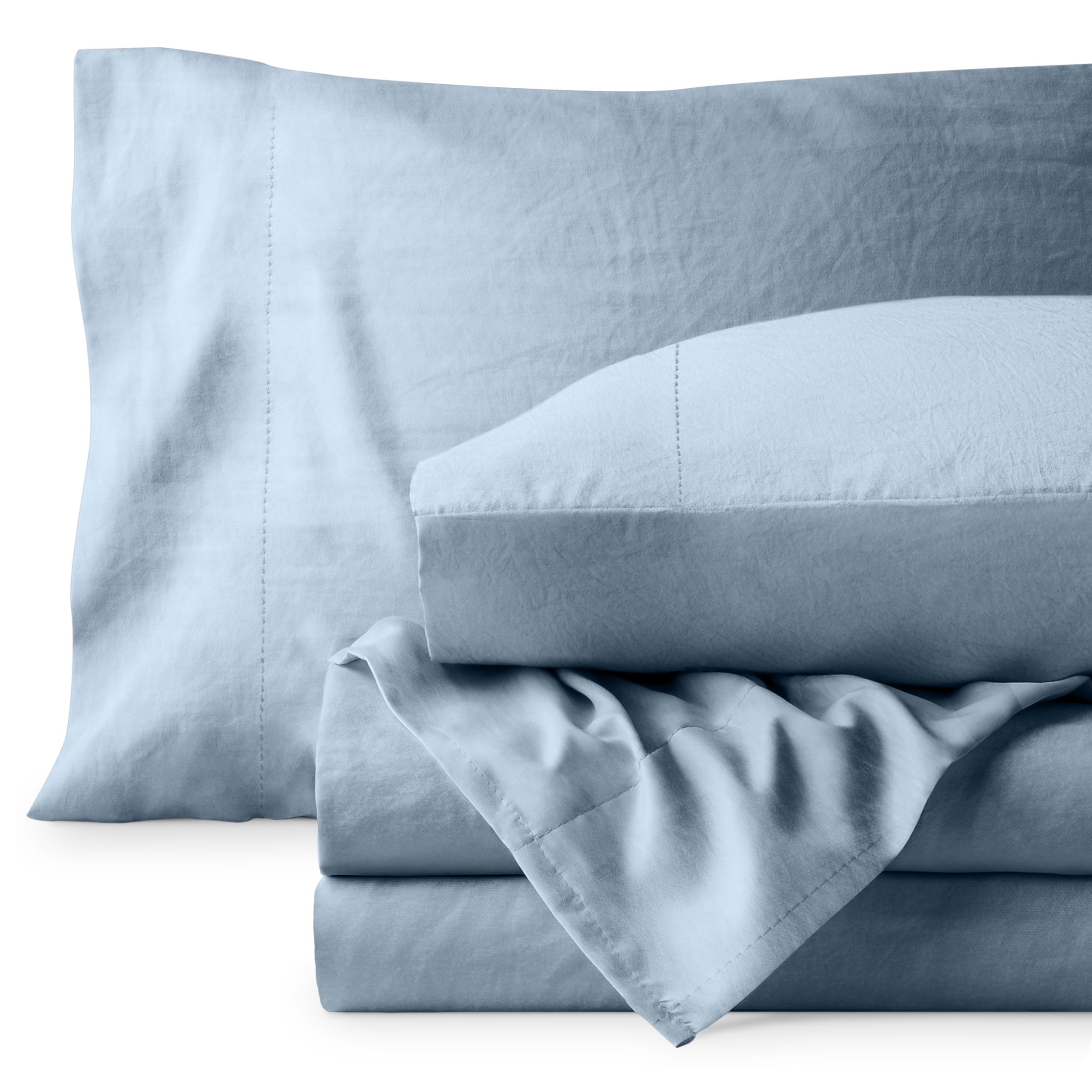 Dusty Blue Twin Sandwashed Microfiber Deep Pocket Sheet Set