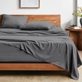 thumbnail image 1 of Bare Home Washed Sheet Set - Premium 1800 Collection - Deep Pocket - 3 Piece - Twin, Gray, 1 of 8
