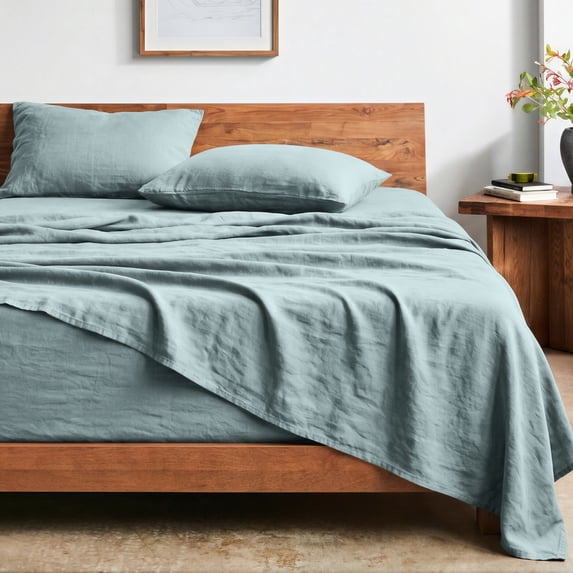 Bare Home Washed Sheet Set - Premium 1800 Collection - Deep Pocket - 3 Piece - Twin, Sea Spray
