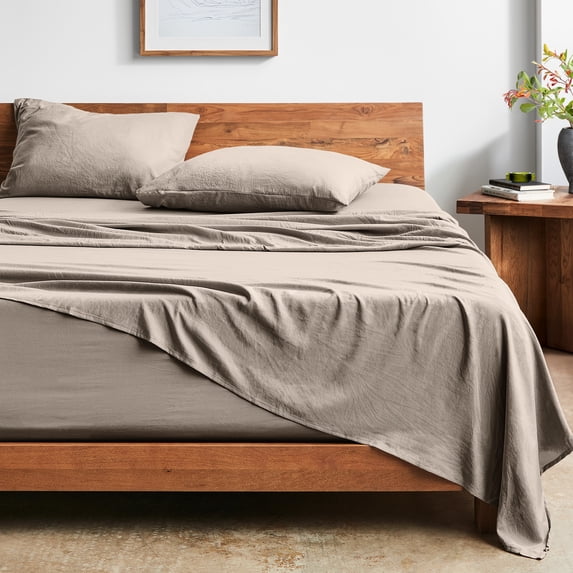 Bare Home Washed Sheet Set - Premium 1800 Collection - Deep Pocket - 4 Piece - Full, Pebble Beach