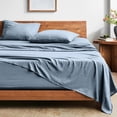 thumbnail image 1 of Bare Home Washed Sheet Set - Premium 1800 Collection - Deep Pocket - 4 Piece - King, Dusty Blue, 1 of 8