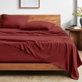 thumbnail image 1 of Bare Home Washed Sheet Set - Premium 1800 Collection - Deep Pocket - 4 Piece - King, Rosewood, 1 of 8