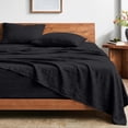 thumbnail image 1 of Bare Home Washed Sheet Set - Premium 1800 Collection - Deep Pocket - 4 Piece - Queen, Black, 1 of 8