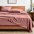 thumbnail image 1 of Bare Home Washed Sheet Set - Premium 1800 Collection - Deep Pocket - 4 Piece - Queen, Dusty Rose, 1 of 8