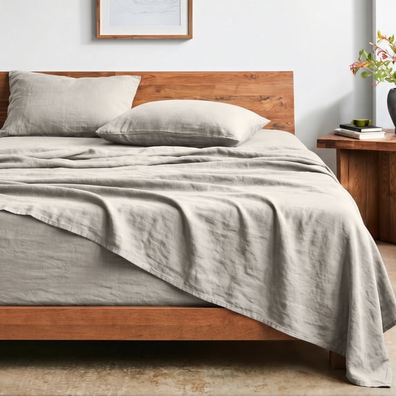 Bare Home Washed Sheet Set - Premium 1800 Collection - Deep Pocket - 4 Piece - Queen, Fog