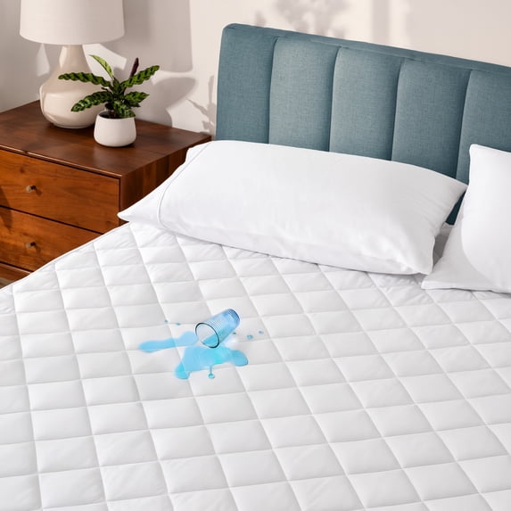 Bare Home Waterproof Mattress Pad - Deep Pocket Fitted Cover - Split Head Flex King, White