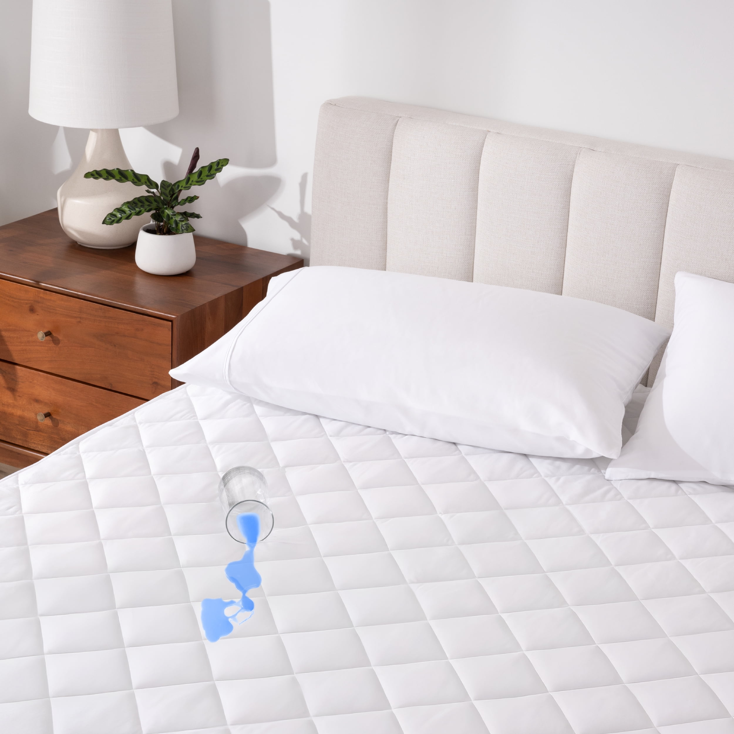 Twin White Waterproof Quilted Down Alternative Mattress Pad