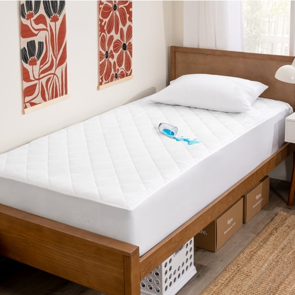Bare Home Waterproof Mattress Pad - Deep Pocket Fitted Cover - Twin XL, White