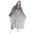thumbnail image 1 of Bare Homey Adult Size Microplush Wearable Blanket - Long Length - Zipper Side Pockets, Gray, 1 of 9
