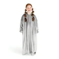 thumbnail image 1 of Bare Homey Kids Size Microplush Wearable Blanket - Long Length - Side Pockets - Velvety Soft, Light Gray, 1 of 8