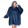 thumbnail image 1 of Bare Homey Plush Sherpa Wearable Blanket - Fluffy & Soft - Lightweight - Adult, Dark Blue, 1 of 9