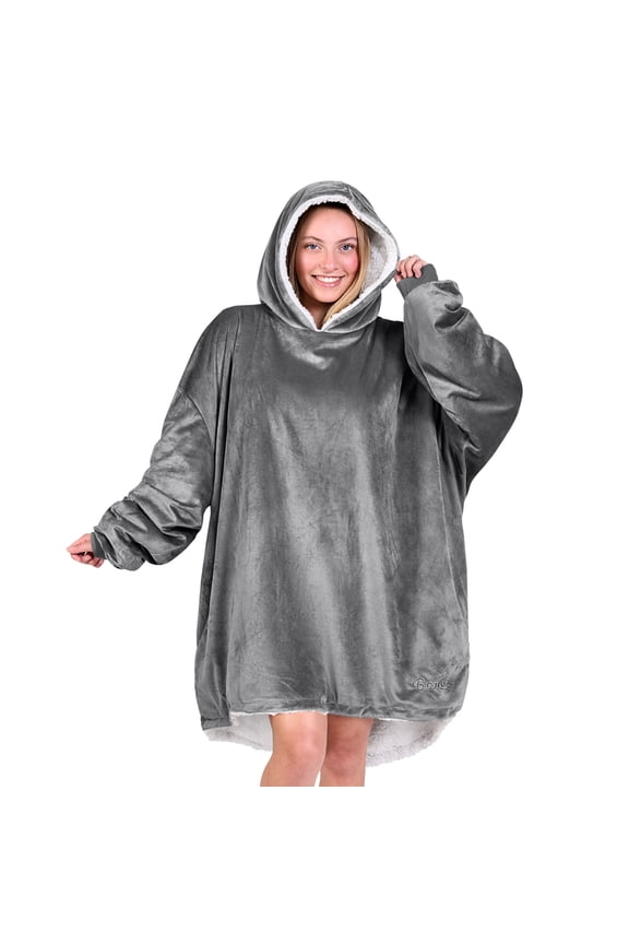 y Plush Sherpa Wearable Blanket - Fluffy & Soft - Lightweight - Adult, Gray