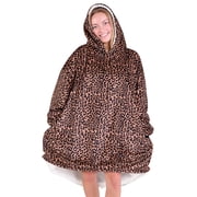 Bare Homey Plush Sherpa Wearable Blanket - Fluffy & Soft - Lightweight - Adult, Leopard