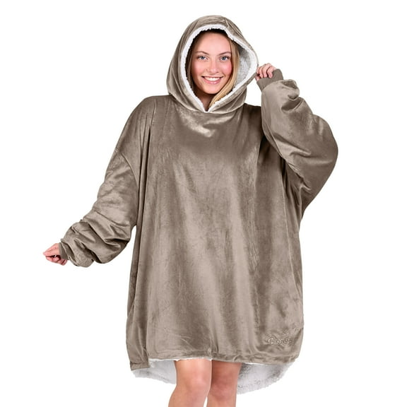 Bare Homey Plush Sherpa Wearable Blanket - Fluffy & Soft - Lightweight - Adult, Taupe