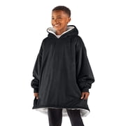 Bare Homey Plush Sherpa Wearable Blanket - Fluffy & Soft - Lightweight - Kids, Black