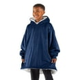thumbnail image 1 of Bare Homey Plush Sherpa Wearable Blanket - Fluffy & Soft - Lightweight - Kids, Dark Blue, 1 of 9