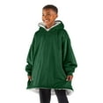 thumbnail image 1 of Bare Homey Plush Sherpa Wearable Blanket - Fluffy & Soft - Lightweight - Kids, Forest Green, 1 of 9