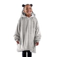 thumbnail image 1 of Bare Homey Plush Sherpa Wearable Blanket - Fluffy & Soft - Lightweight - Kids, Light Gray, 1 of 9