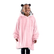 Bare Homey Plush Sherpa Wearable Blanket - Fluffy & Soft - Lightweight - Kids, Light Pink