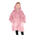 thumbnail image 1 of Bare Homey Kids Size Microplush Wearable Blanket, Round Trapezoid Pocket, Light Pink, 1 of 8