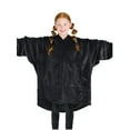thumbnail image 1 of Bare Homey Kids Size Microplush Wearable Blanket, Split Front Pocket, Black, 1 of 8