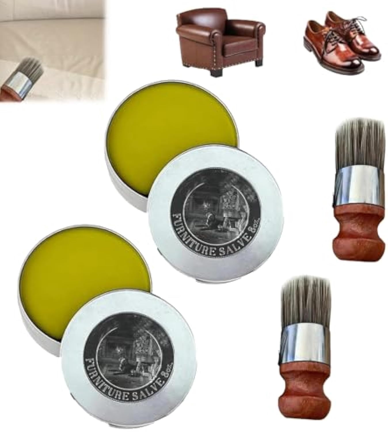 Bare Minimum, Bare Minimum Leather Repair Cream, Bare Minimum Life Leather, Leather Repair Cream with Free Brush, Leather Salve, Leather & Wood Furniture Repair Salve, Household Furniture Salve (2ps)