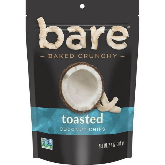 Bare Non-GMO Baked Crunchy Coconut Chips Toasted -- 2.7 oz Pack of 4